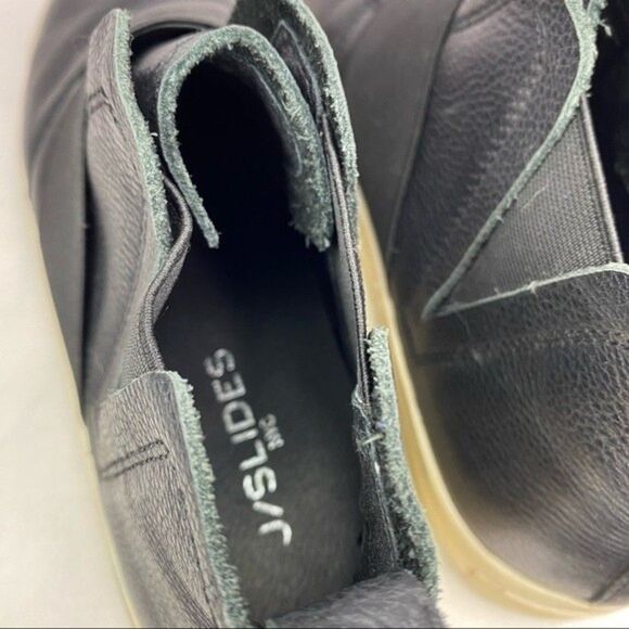 J/Slides Black White Holland High Top Leather Platform Slip On Sneakers 7.5 - Picture 9 of 11